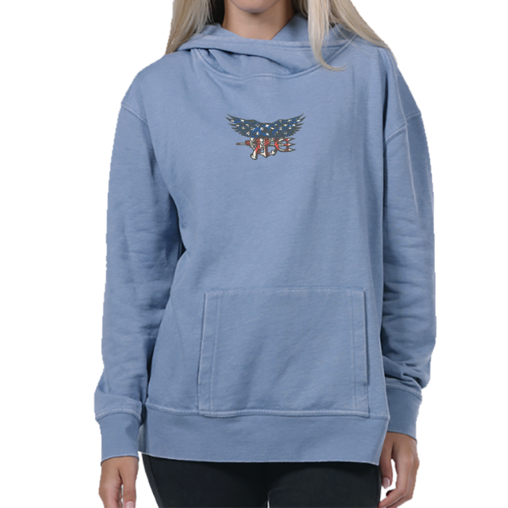 Ladies Trident Blue Vintage Fleece Crossover Hoodie