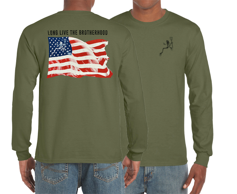 US Flag With Sleeve Print Flag T-Shirt Olive Drab - Army Navy Gear