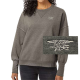 Ladies Gray Trident Sueded Crewneck Sweatshirt