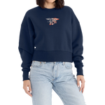 Ladies Midnight Navy Red/White/Blue Trident Flag Heavyweight Sweatshirt