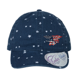 Ladies Trident Garment Washed Stars Print Cap